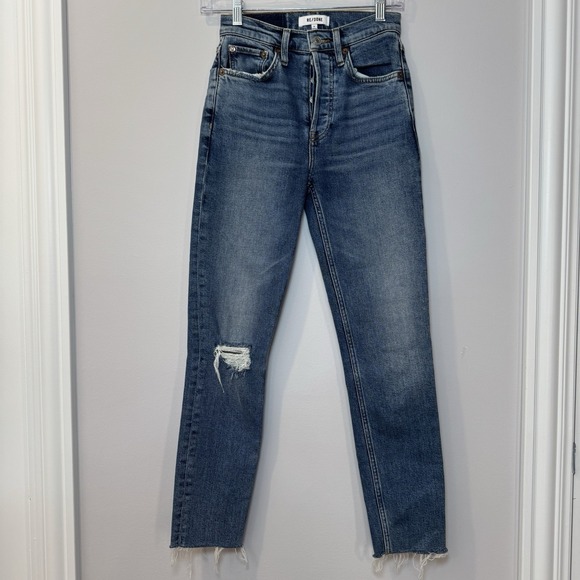 Re/Done Denim - RE / DONE size 24 Mid‎ 90's High-Rise ankle crop stretch button fly Redone NWOT